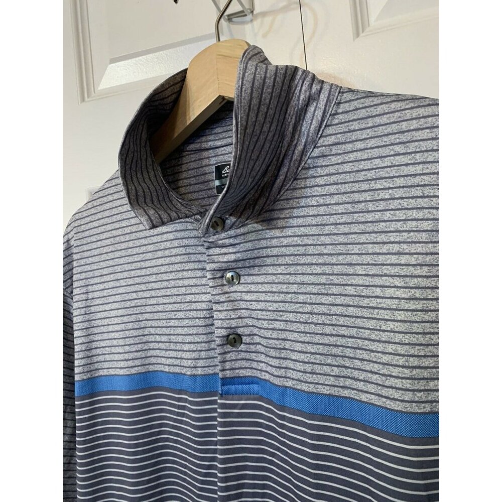 Ben Hogan Performance Polo Mens Casual Shirt White Short Sleeve Sz L Gray‎ Blue